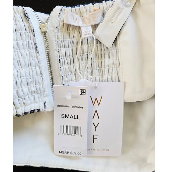 NWT WAYF Carlotta Navy Gingham Crop Top Size S | Blue & White Summer Tank - Picture 5 of 5